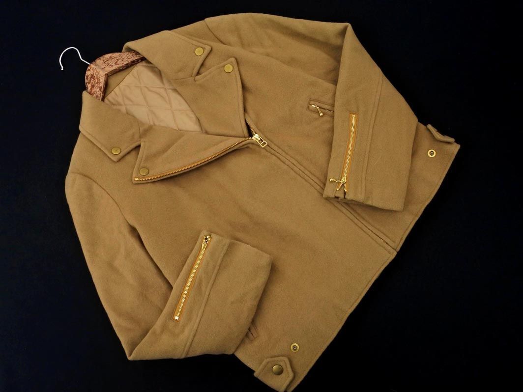 The DUFFER of St.GEORGE ザダファーオブセントジョージ ウール混 中綿 ライダース ジャケット size3/ベージュ ◇■ ☆ eib9 レディース