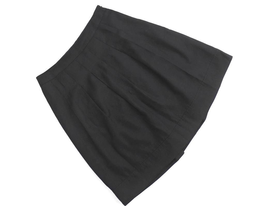 ネコポスOK INDIVI インディヴィ 大きいサイズ Aライン 臺(tái)形 スカート size42/黒 ◇■ ☆ eib9 レディース