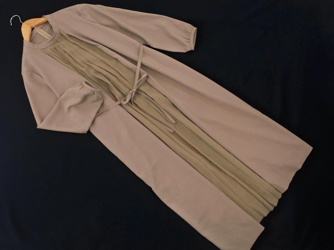 COMME CA BLANC D’OEUF コムサブロンドオフ プリーツ 切替 ロング ワンピース sizeM-L/ベージュ ◇■ ☆ eib9 レディース