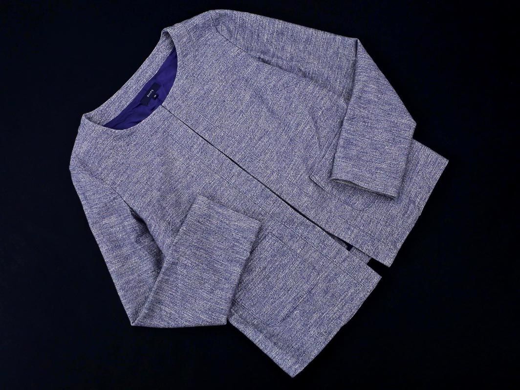 SHIPS シップス ノーカラー ジャケット size38/青 ◇■ ☆ eib9 レディース