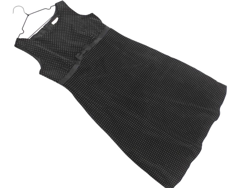 VertDense ヴェールダンス noble ベロア ドット柄 Aライン ワンピース size1/黒 ◇■ ☆ eic5 レディース