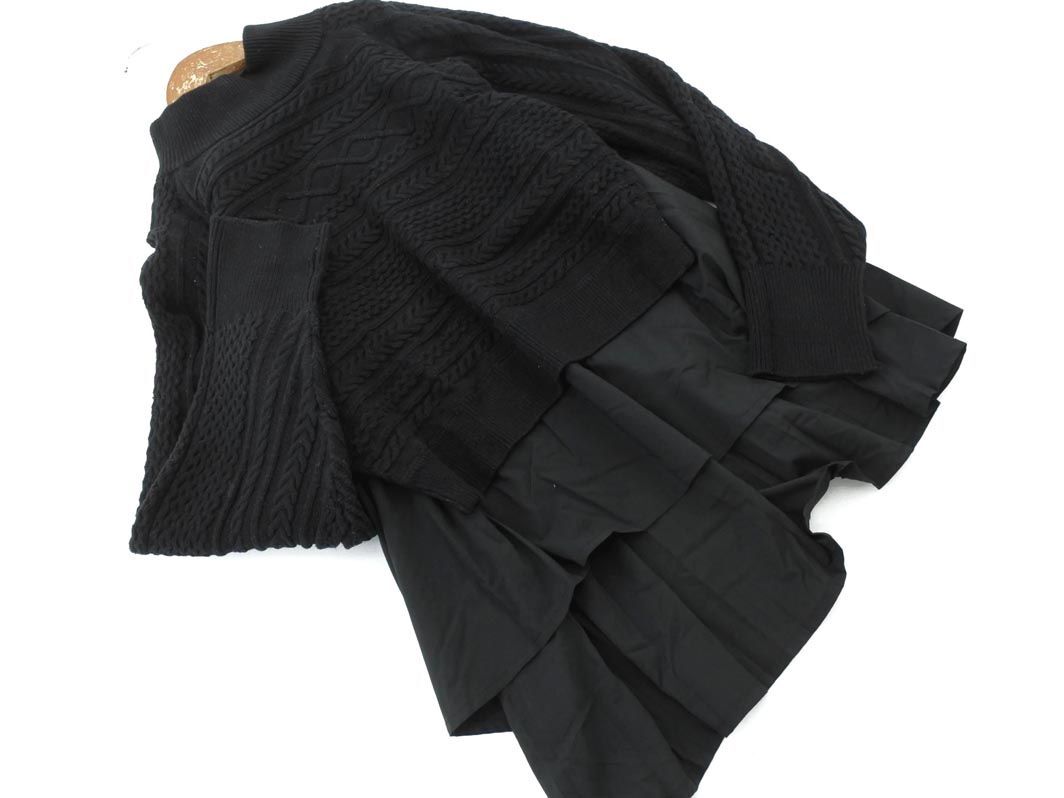 Ray BEAMS レイビームス フェイクレイヤード ニット セーター 黒 ◇■ ☆ eic6 レディース