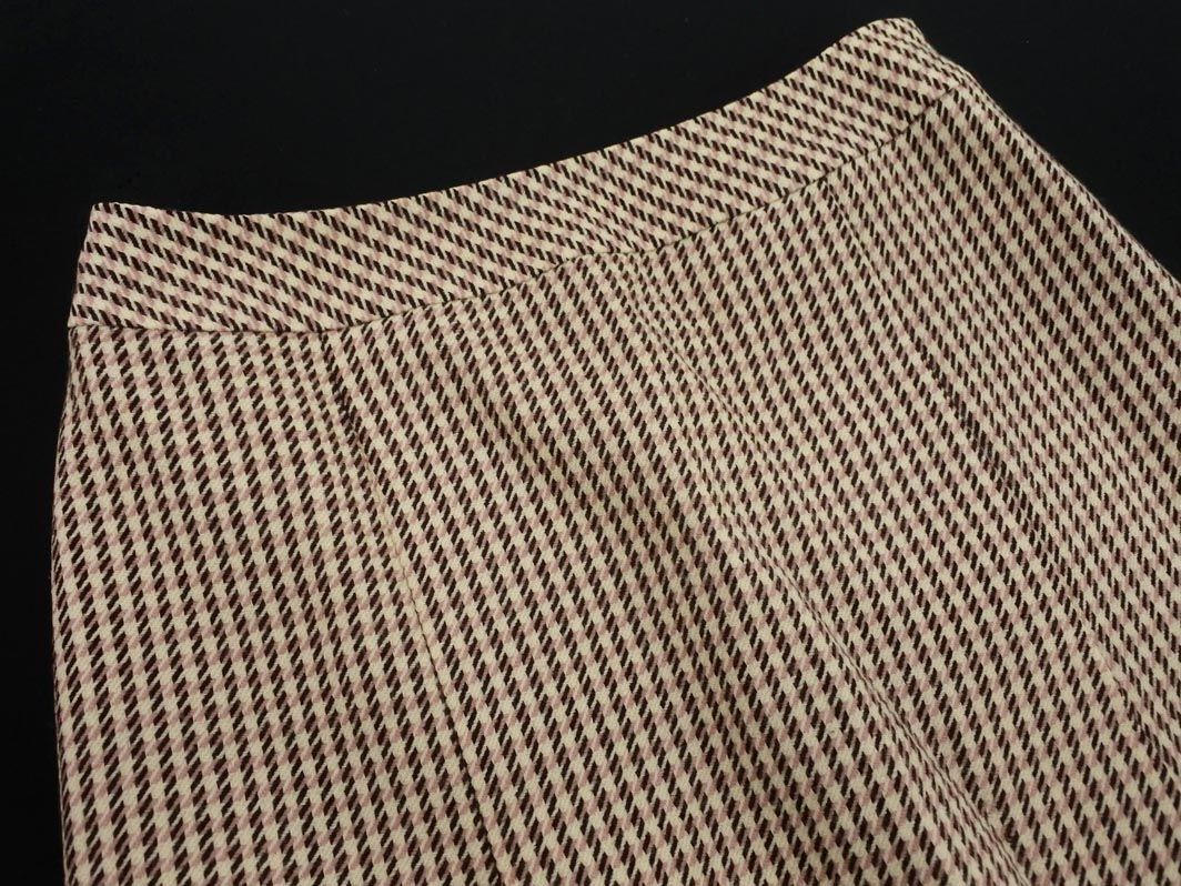 INDIVI インディヴィ ウール100% 総柄 Aライン 臺(tái)形 スカート size42/ベージュxブラウンxピンク ◇■ ☆ eic6 レディース