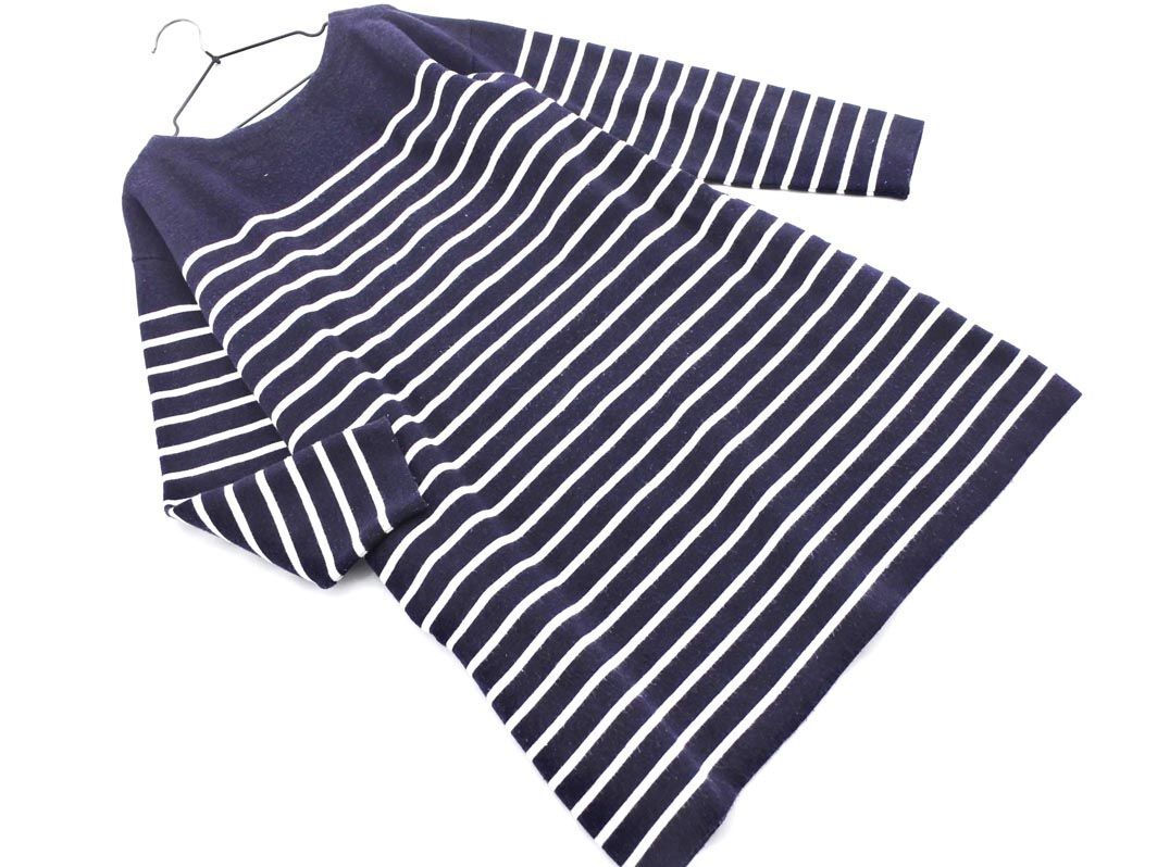 any FAM エニィファム ボーダー チュニック ニット セーター sizeF/白ｘ紺 ◇■ ☆ eic7 レディース