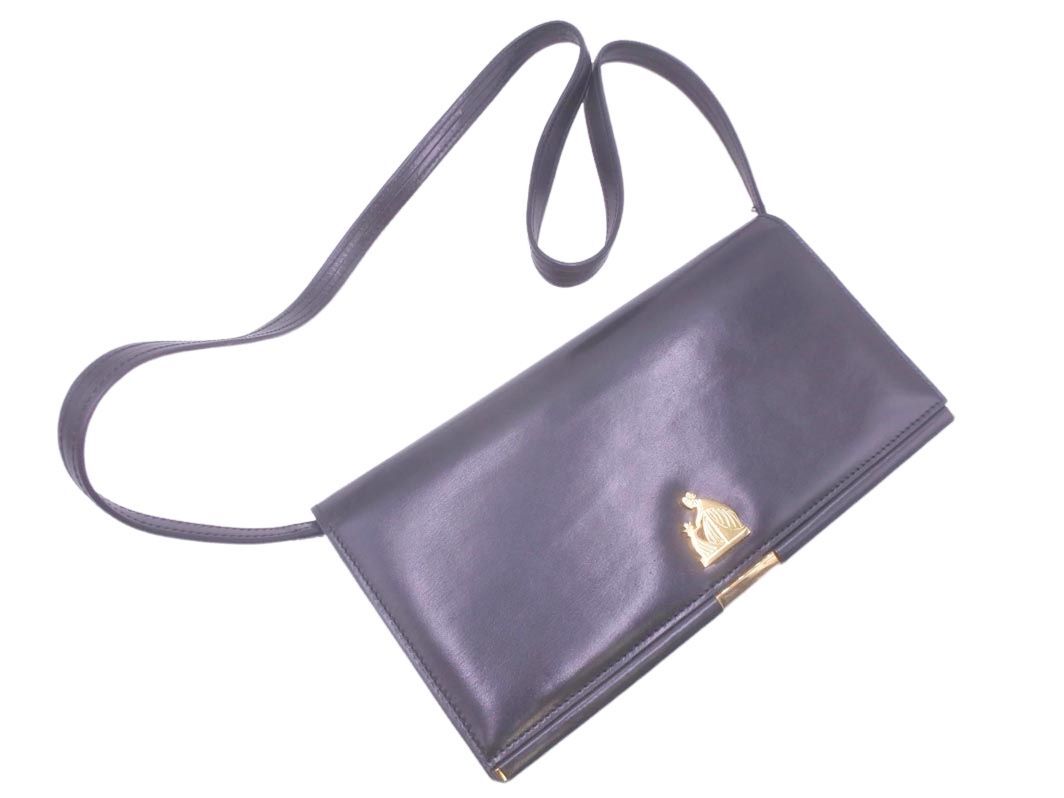 LANVIN ランバン 2WAY ショルダー クラッチ バッグ 黒 ■■ ☆ eid0 レディース
