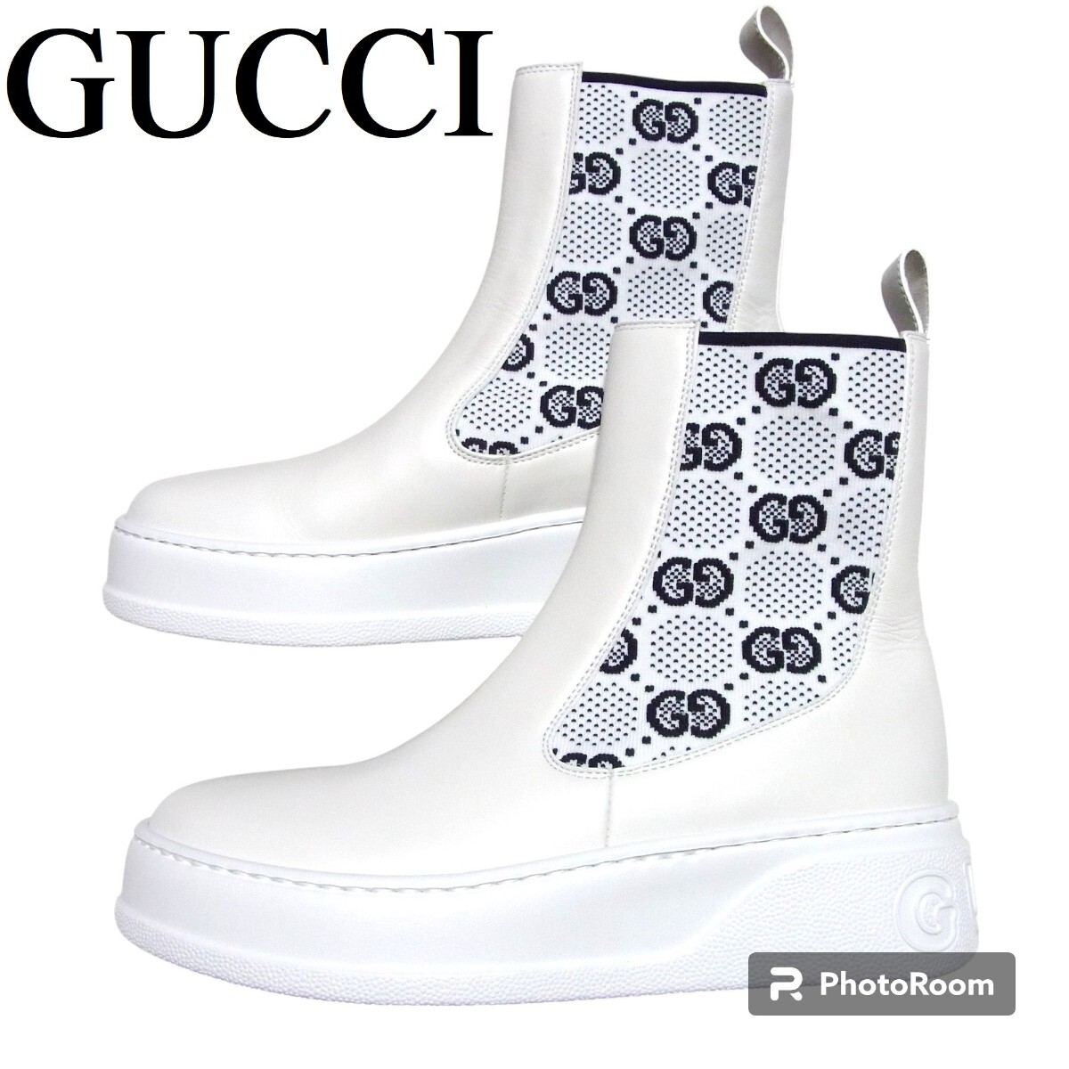 新品 23SS GUCCI グッチ GGジャージー レザー サイドゴアブーツ 新品 23SS GUCCI グッチ GGジャージー レザー サイドゴアブーツ
