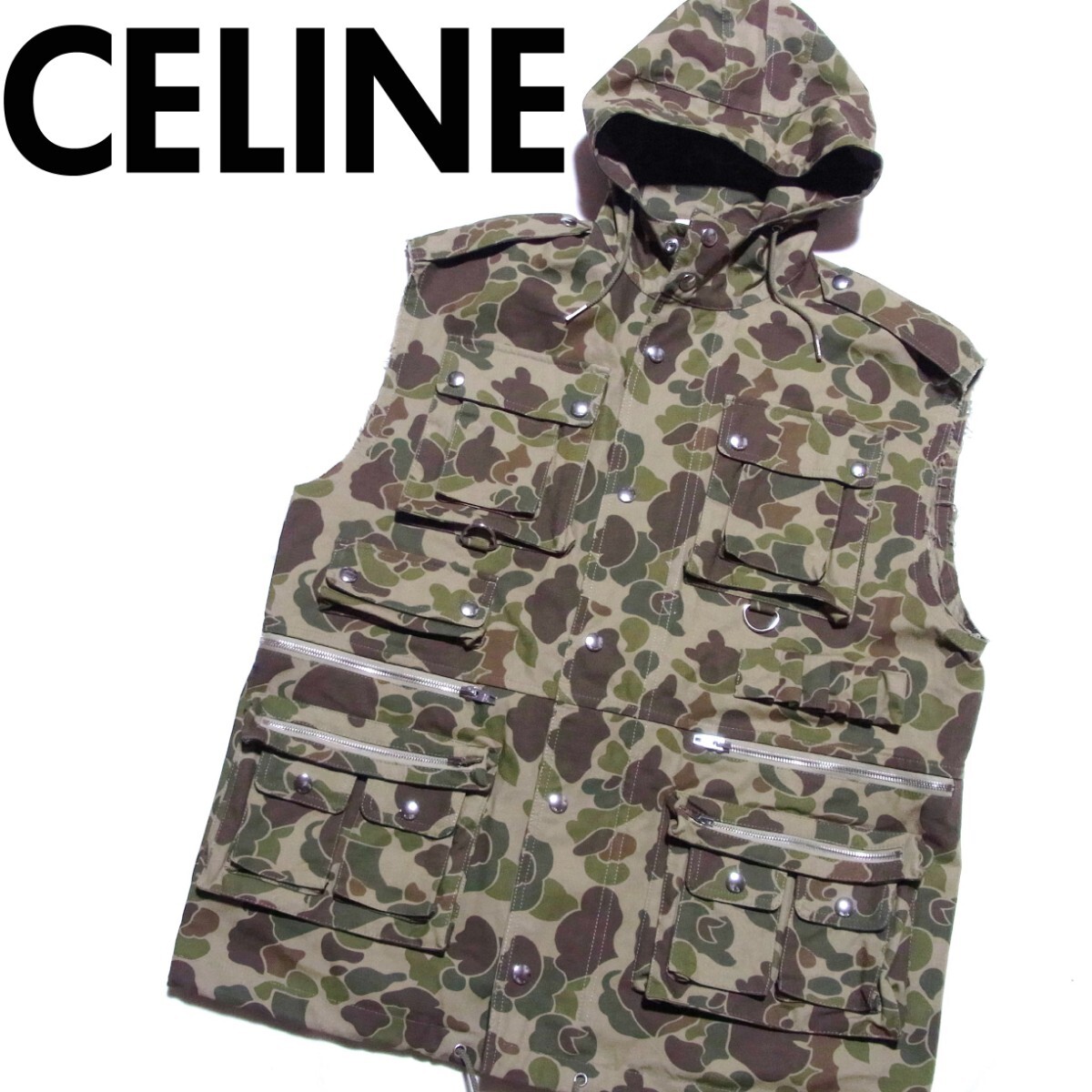22SS CELINE セリーヌ ミリタリー 迷彩 カモ ベスト マルチ 22SS CELINE セリーヌ ミリタリー 迷彩 カモ ベスト マルチ