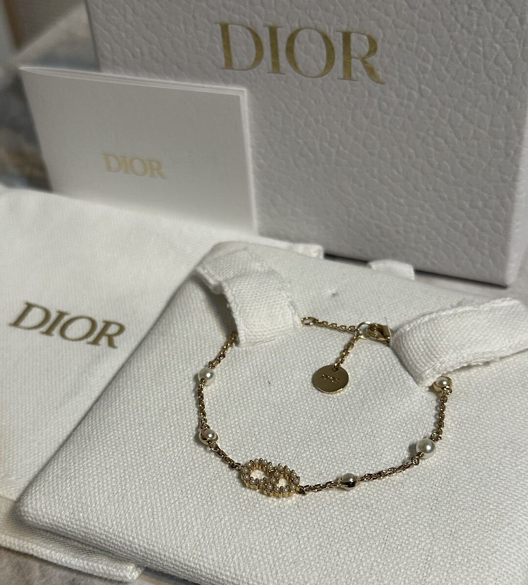  Christian Dior CD узор CLAIR D LUNE жемчуг Gold браслет 