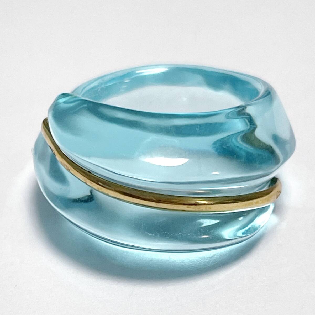Baccarat バカラ コキアージュ 指輪 リング K18 18金 水色 Baccarat バカラ コキアージュ 指輪 リング K18 18金 水色