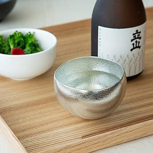 やわらかなぐい飲み 能作 大 約155cc　錫100％ 化粧箱入 モダンなシルバー 抗菌作用 酒器 食器 冷酒 焼酎 贈り物 ギフト