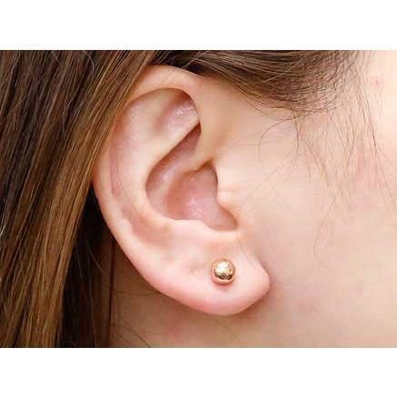 18金 ピアス メンズ キャッチのいらないピアス 丸玉 6mm ピンクゴールドk18 18k 地金 シンプル キャッチナッシャー