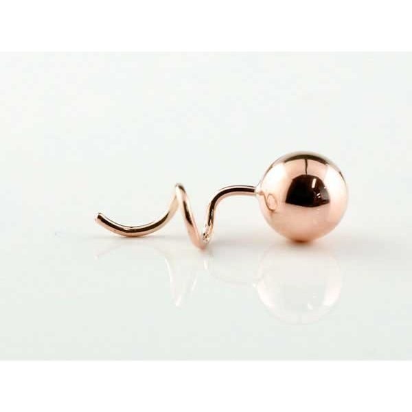 18金 ピアス メンズ キャッチのいらないピアス 丸玉 6mm ピンクゴールドk18 18k 地金 シンプル キャッチナッシャー