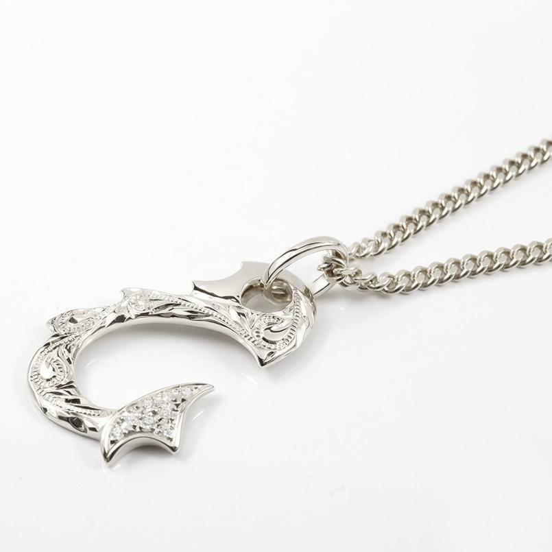 ネックレス ダイヤモンド ハワイアン トップ メンズ 喜平 ホワイトゴールドk10 フィッシュフック トップ 釣針 10金_画像2