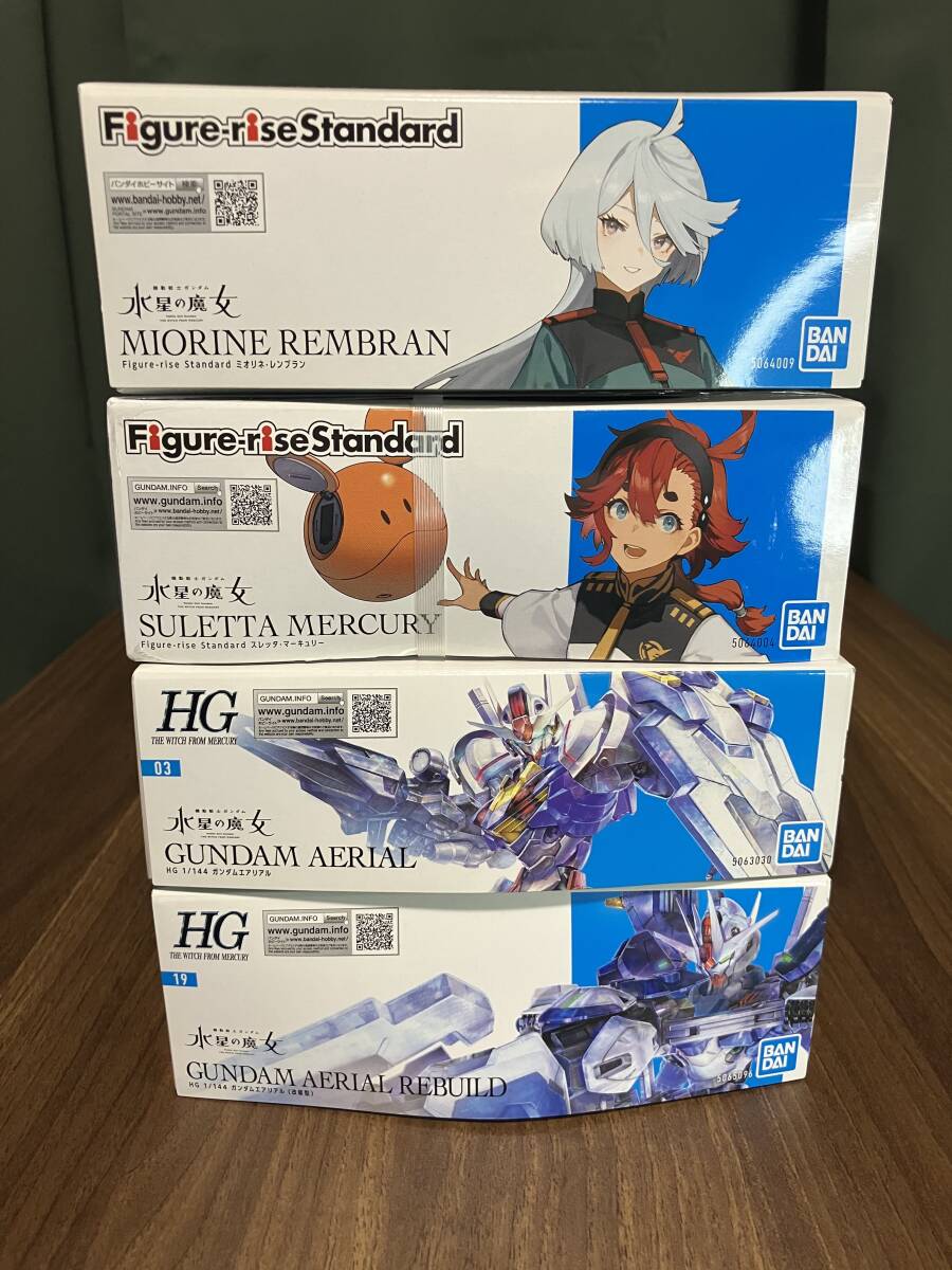 プラモデル Figure-riseStandard スレッタ・マーキュリー、HG ガンダムエアリアル他 未組立4個