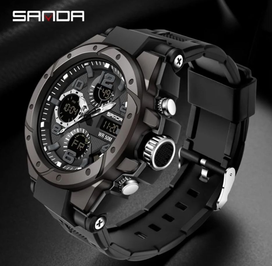 ▲未使用-新品▲SANDAデザイン腕時計▲デジタル ブラック スポーツ カシオ CASIO 防水 正規品 海外モデル G-SHOCK セイコー DIESEL adidas