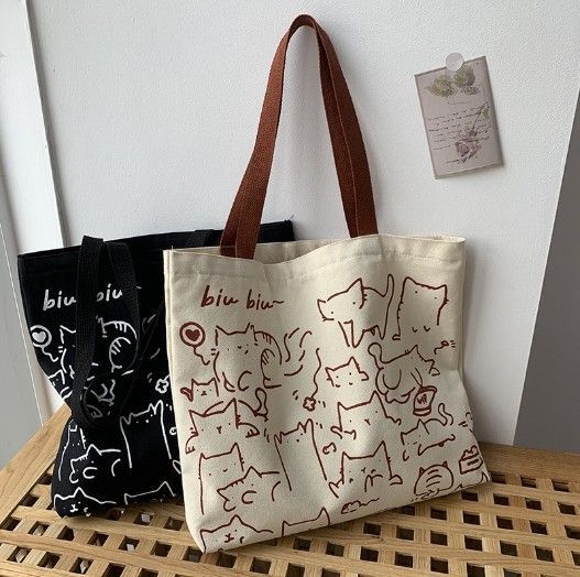  tote bag cat pattern white white .... cat cat cat cloth bag eko-bag lovely pretty .. great popularity 