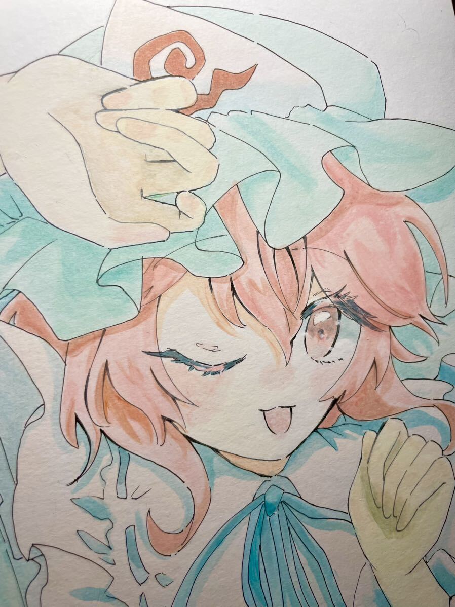同人手描きイラスト 西行寺幽々子 東方Project_カラー_色紙 同人手描きイラスト 西行寺幽々子 東方Project_カラー_色紙