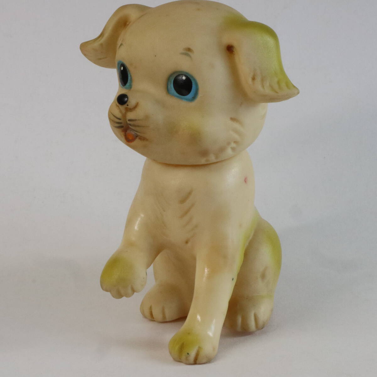 古い ソフビ人形★イヌ 犬 いぬ 笛付き 動物フィギュア ソフトビニール製 高さ約12.5cm★日本製 Made in Japan 昭和レトロ