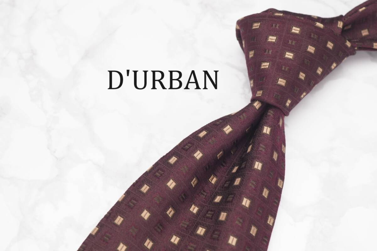 【美品】D’URBAN ダーバン A-601 ワイン イタリア製 ブランド ネクタイ 良品 古着 卸 USED オールド SILK