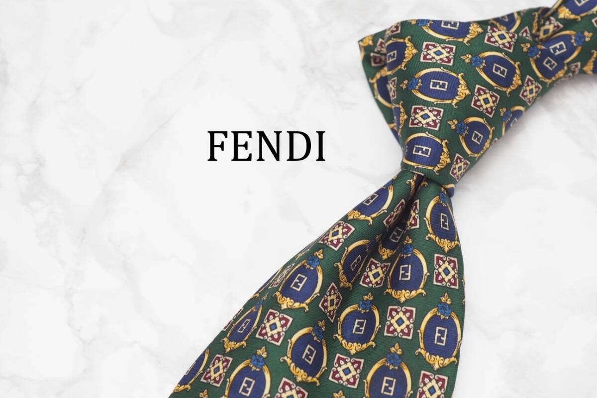 【美品】FENDI フェンディ A-733 ロゴ ITALY イタリア製 ブランド ネクタイ 良品 古着 卸 USED オールド SILK