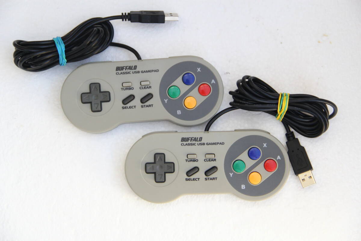 BUFFALO クラシックUSBゲームパッド まとめて2個セット Model BSGP815GY/BSGP810GY CLASSIC USB GAMEPAD