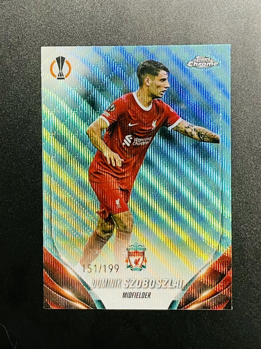 ★Dominik Szoboszlai★Aqua Wave Refractors /199 Liverpool 2023-24 Topps Chrome UEFA