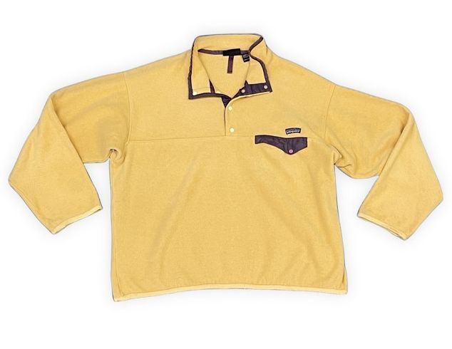 90's ジャマイカ製 パタゴニア patagonia シンチラ スナップT Snap-T フリース バターナッツ イエロー/パープル L [la-1062]