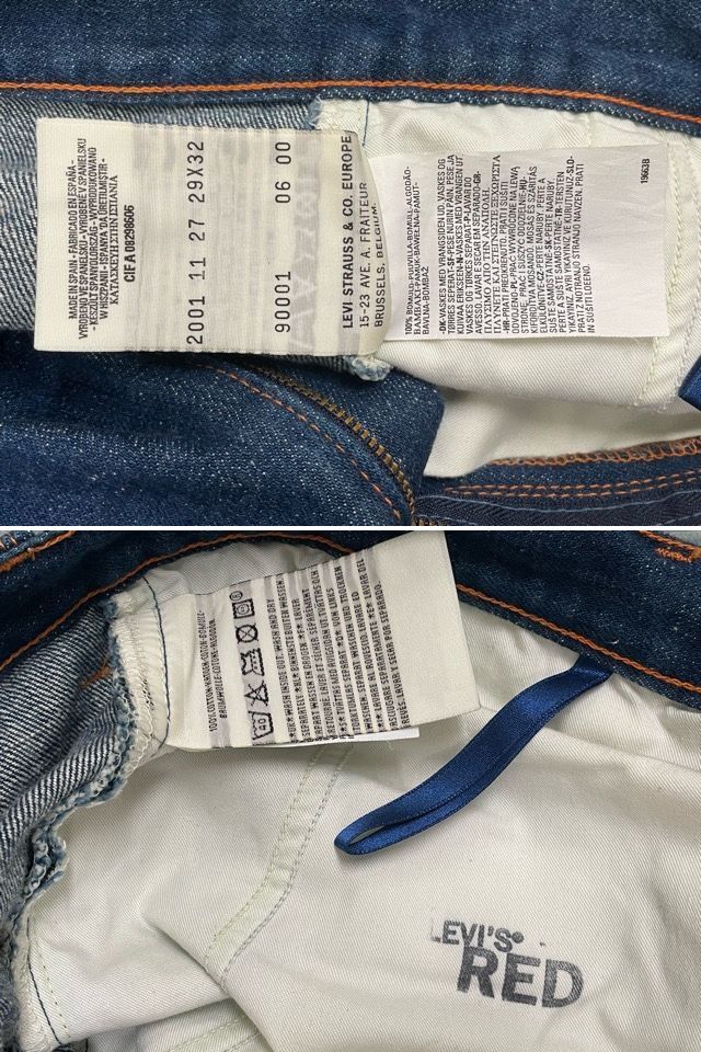 2000AW Levi's красный LEVI\'S RED 1st COMFORT BL First комфорт голубой линия цельный разрезание надпись 29x32 полный размер 75x78 [ta-1206]