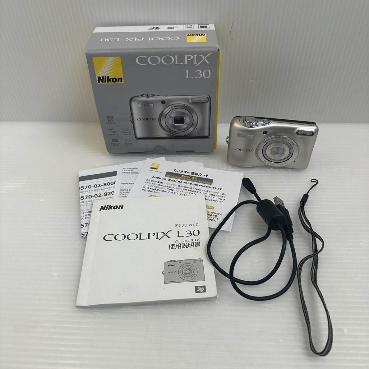 NA★1円〜中古品 通電のみ確認 Nikon ニコン COOLPIX L30 コンパクトデジタルカメラ 4.6-23.0mm 1:3.2・6.5 単三電池式 シルバー色
