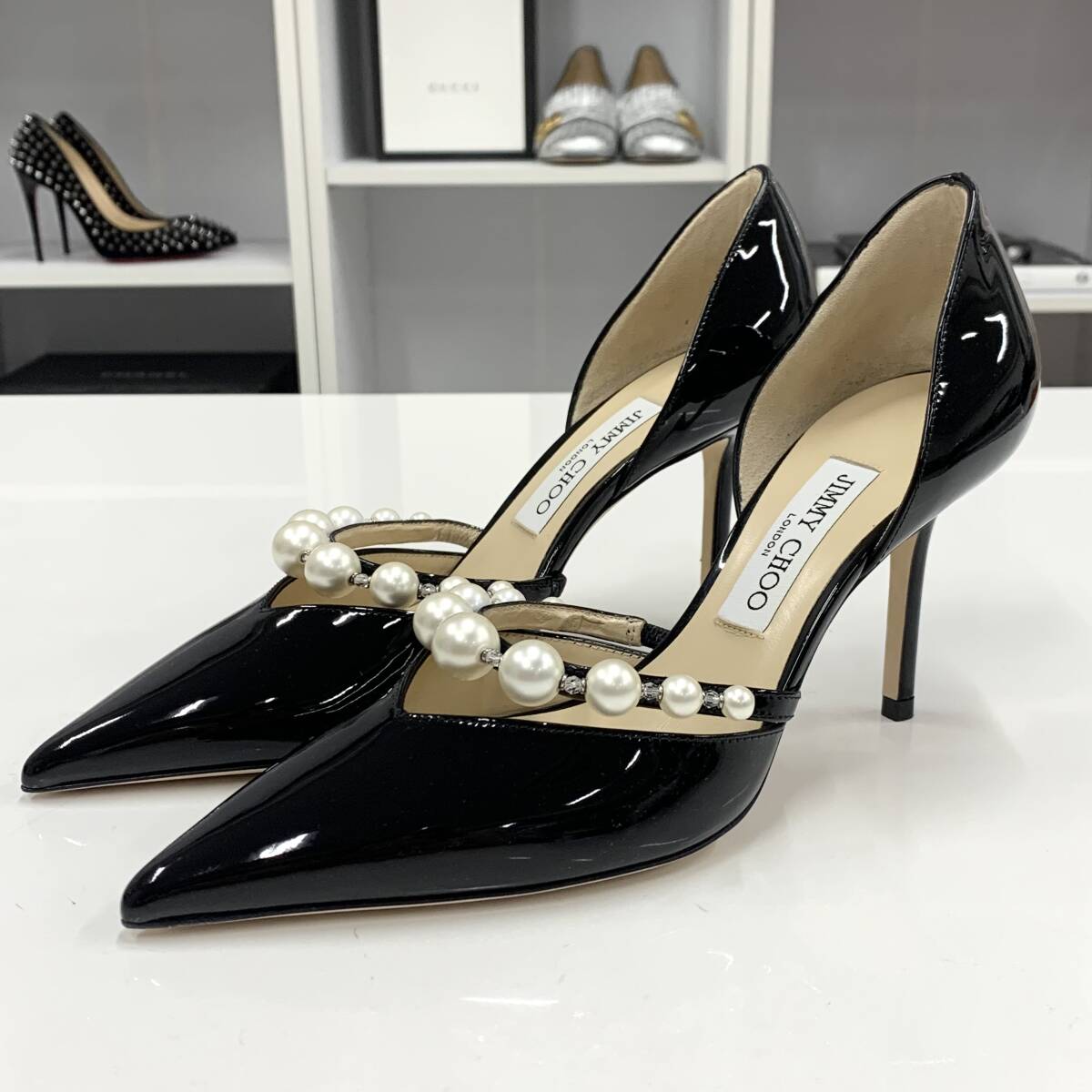 M10572 未使用 ジミーチュウ Aurelie85 パテント パール M10572 未使用 ジミーチュウ Aurelie85 パテント パール