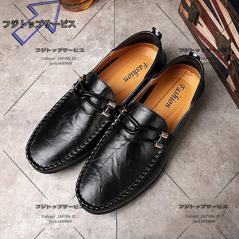  limitation sale * men's cow leather Loafer slip-on shoes original leather shoes light weight driving shoes gentleman shoes business shoes black 