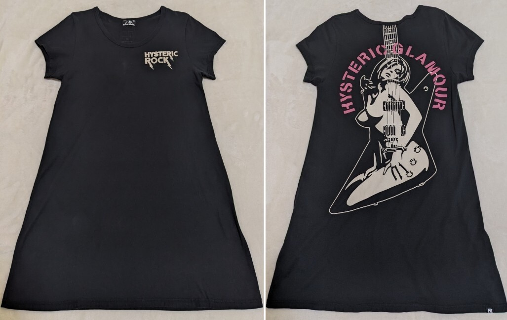 ヒステリックグラマー ギターガール Tシャツワンピース 黒 ヒステリックグラマー ギターガール Tシャツワンピース 黒