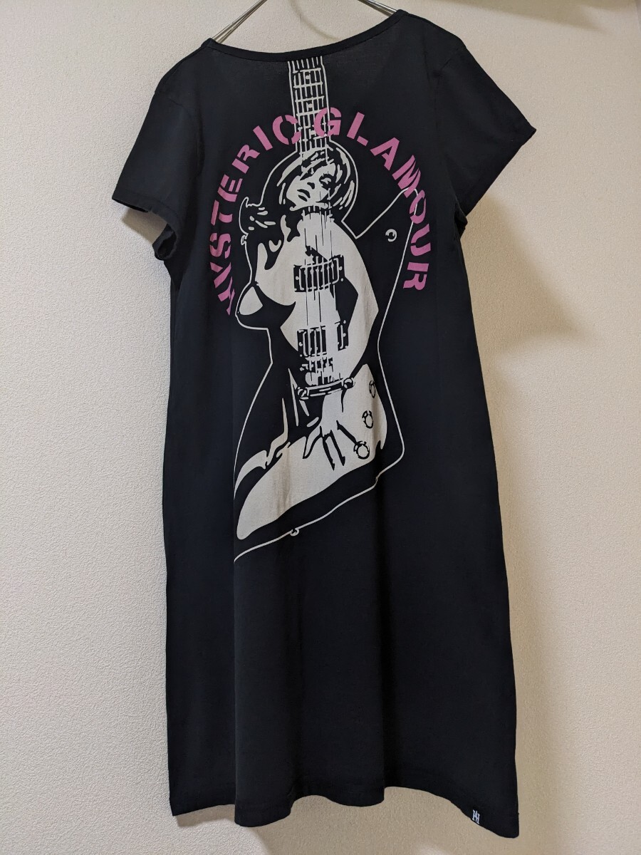 ヒステリックグラマー ギターガール Tシャツワンピース 黒 ヒステリックグラマー ギターガール Tシャツワンピース 黒