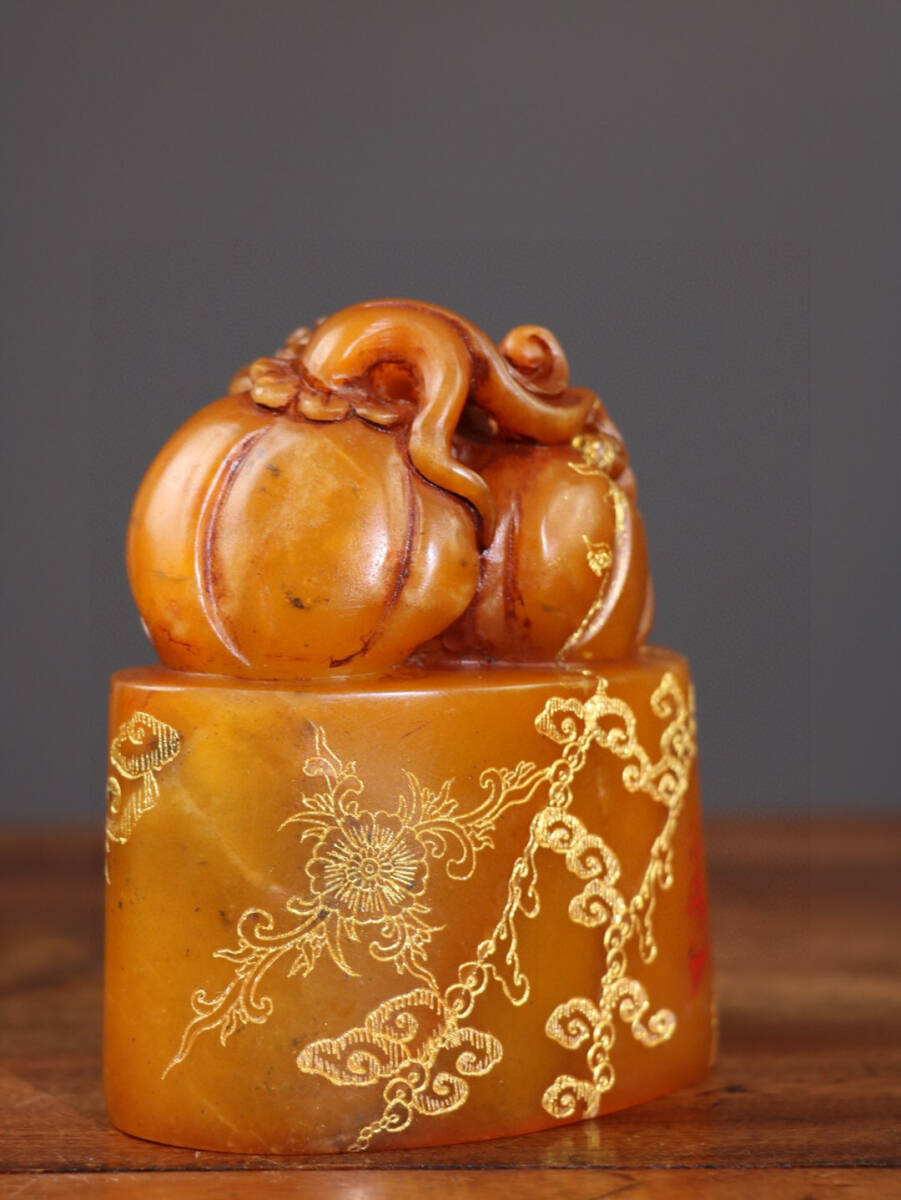 館蔵珍品 寿山石 田黄石 細密彫 福寿雙全印章』置物 賞物 貴重 館蔵珍品 寿山石 田黄石 細密彫 福寿雙全印章』置物 賞物 貴重