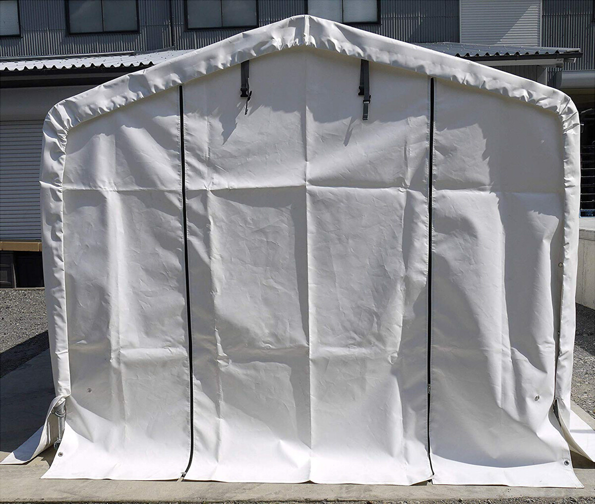 BELLOWS SHED（ベローズシェッド）●フロントカバー（ジッパー巻き上げ式）●オプション幕 (前幕)