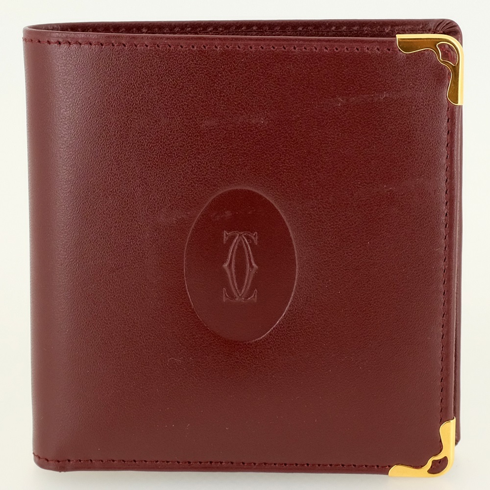 ◆Cartier カルティエ◆マスト◆カーフ レザー 本革◆ショルダー バッグ◆ボルドー ゴールド金具◆ヴィンテージ◆巾着型◆肩掛け◆A1076 Cartier カルティエ マスト ドゥ カルティエ インターナショナル