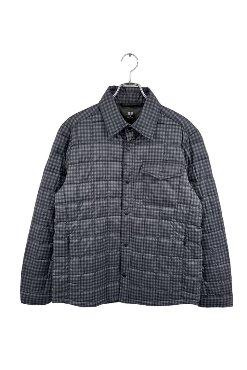 人気 UNIQLO ユニクロ ジャケット チェック グレー系 軽量 メンズ サイズ L 6 衣B
