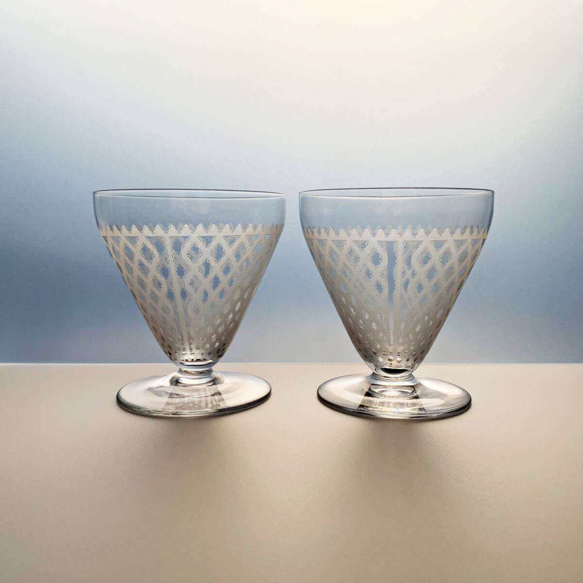 オールド バカラ アルハンブラ グラス 2客 ペア セット BACCARAT Alhambra ウォーター ブリュッセル 10.3m 大型 水 ワイン サンドブラスト