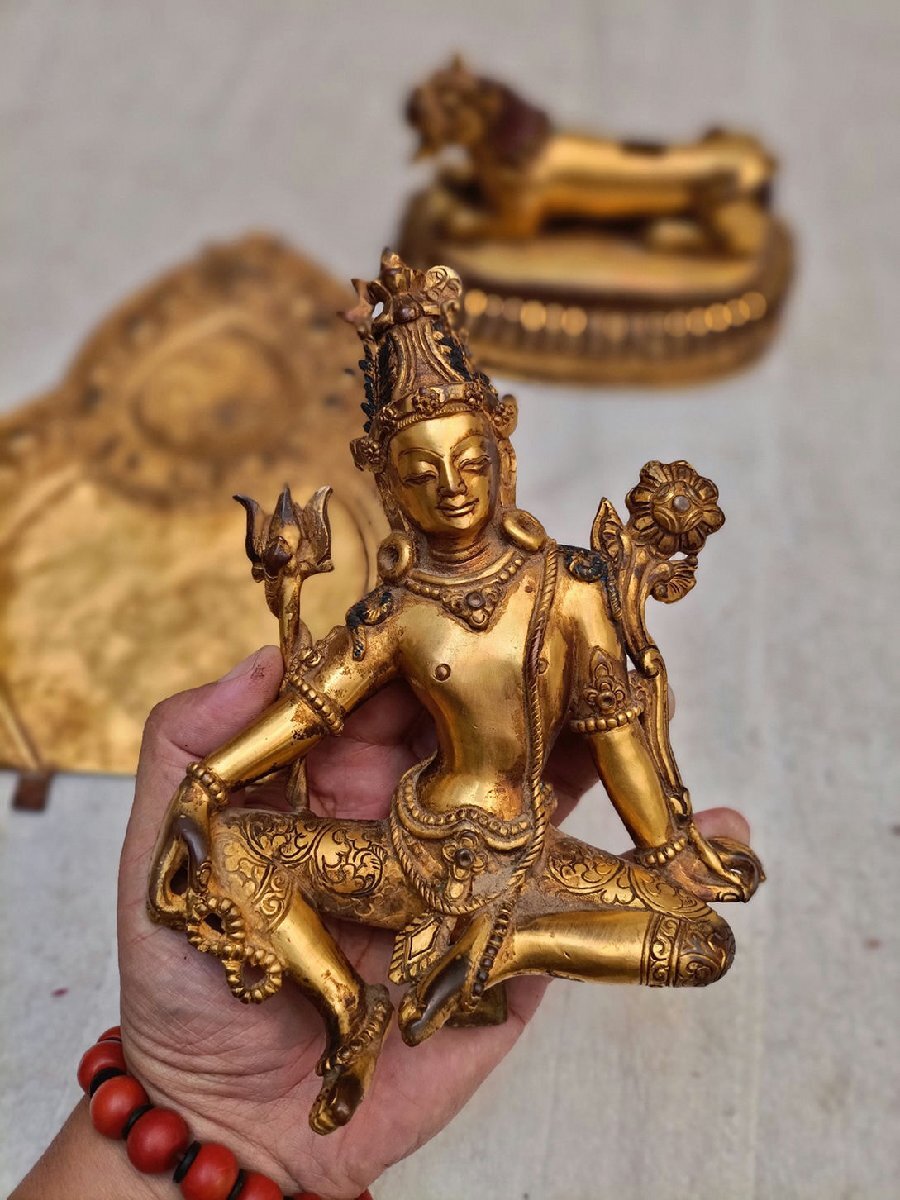 大珍品 貴重 銅製金鍍 古仏像 玄奘像 密宗密教 稀少 館蔵品 大珍品 貴重 銅製金鍍 古仏像 玄奘像 密宗密教 稀少 館蔵品