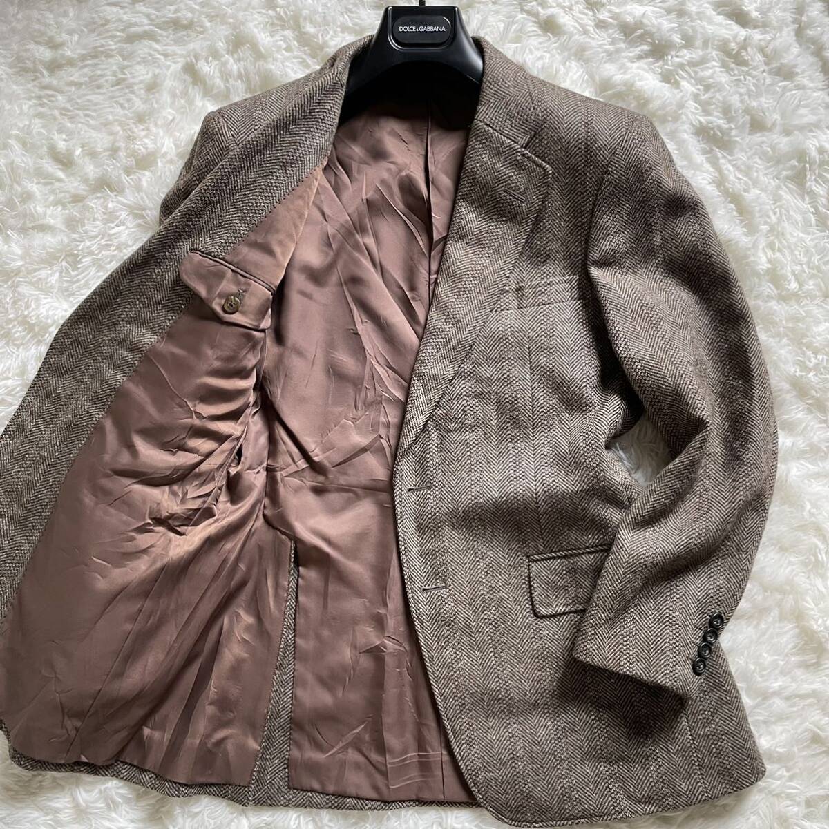  Burberry [ традиция. "в елочку" ]BURBERRY твид tailored jacket оттенок коричневого Mix твид мясо толщина M-L размер соответствует три . association A5