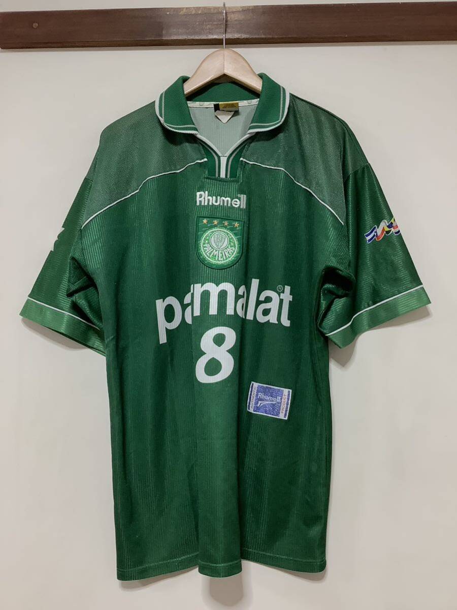 て1445 PALMEIRAS パルメイラス #8 Rhumell ビンテージ レプリカユニフォーム 6 ホーム グリーン parmalat 
