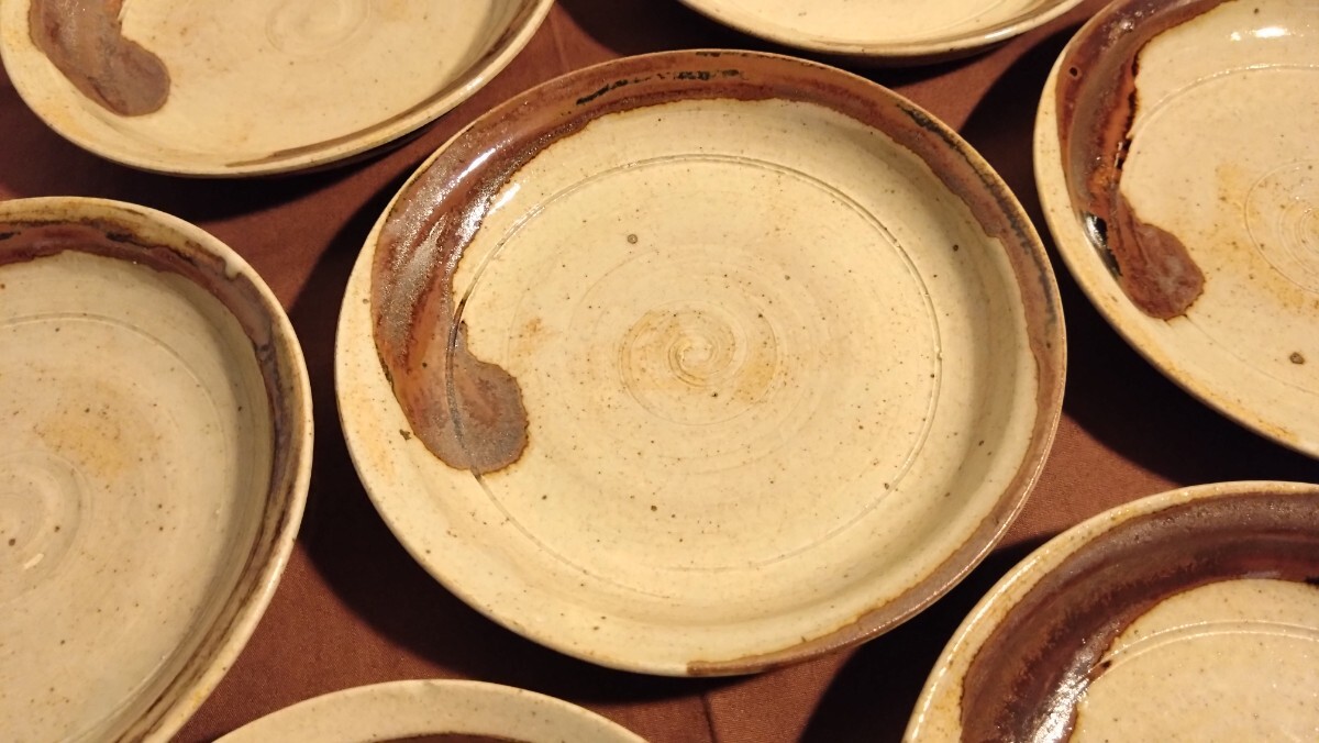 越前焼 古越前 豆皿 菓子皿 織部焼 織部釉 茶道具 蔵出し 5客