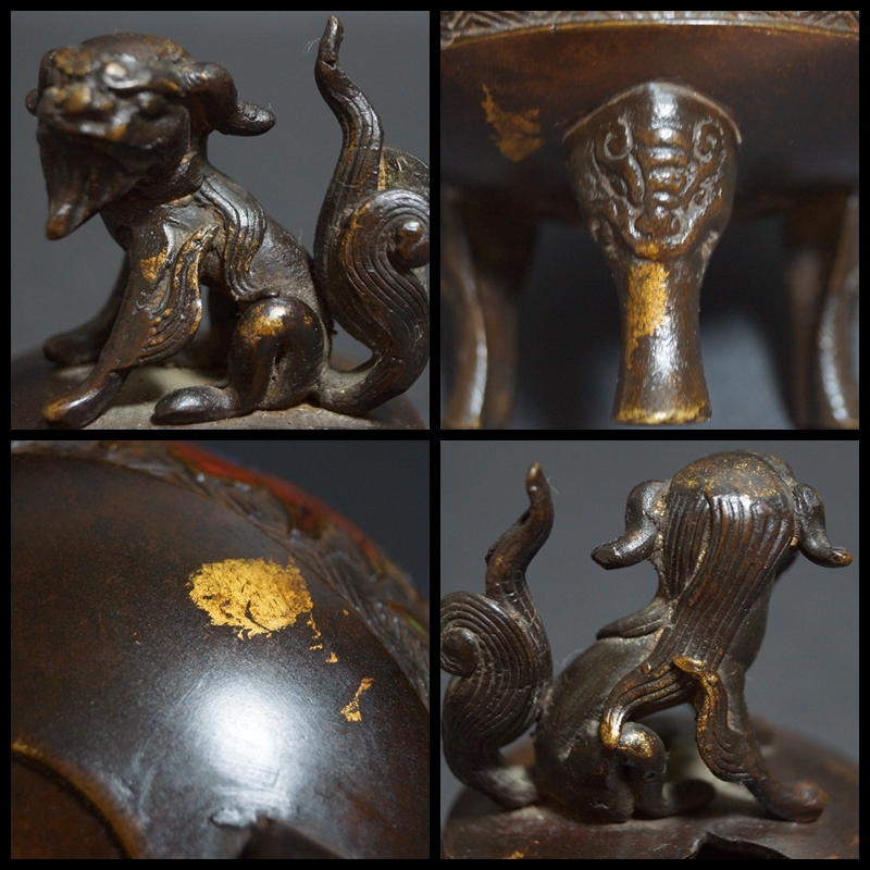 閑】明治期 銅製 七宝焼金工細工『花唐草文』香炉 塗金 双耳 閑】明治期 銅製 七宝焼金工細工『花唐草文』香炉 塗金 双耳