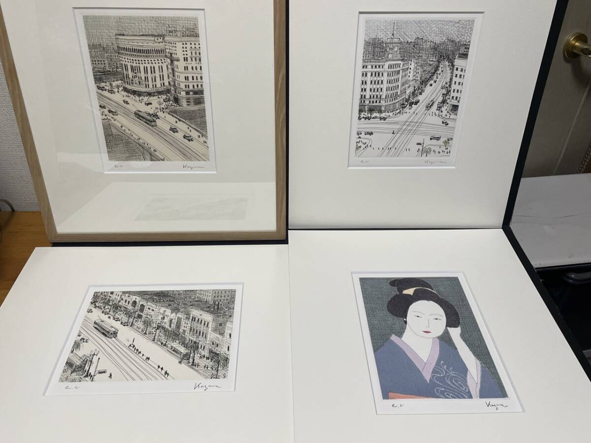☆希少　風間 完　銅版画　懐かしの銀座界隈　8枚揃え　拡大画像あり　真作保証☆