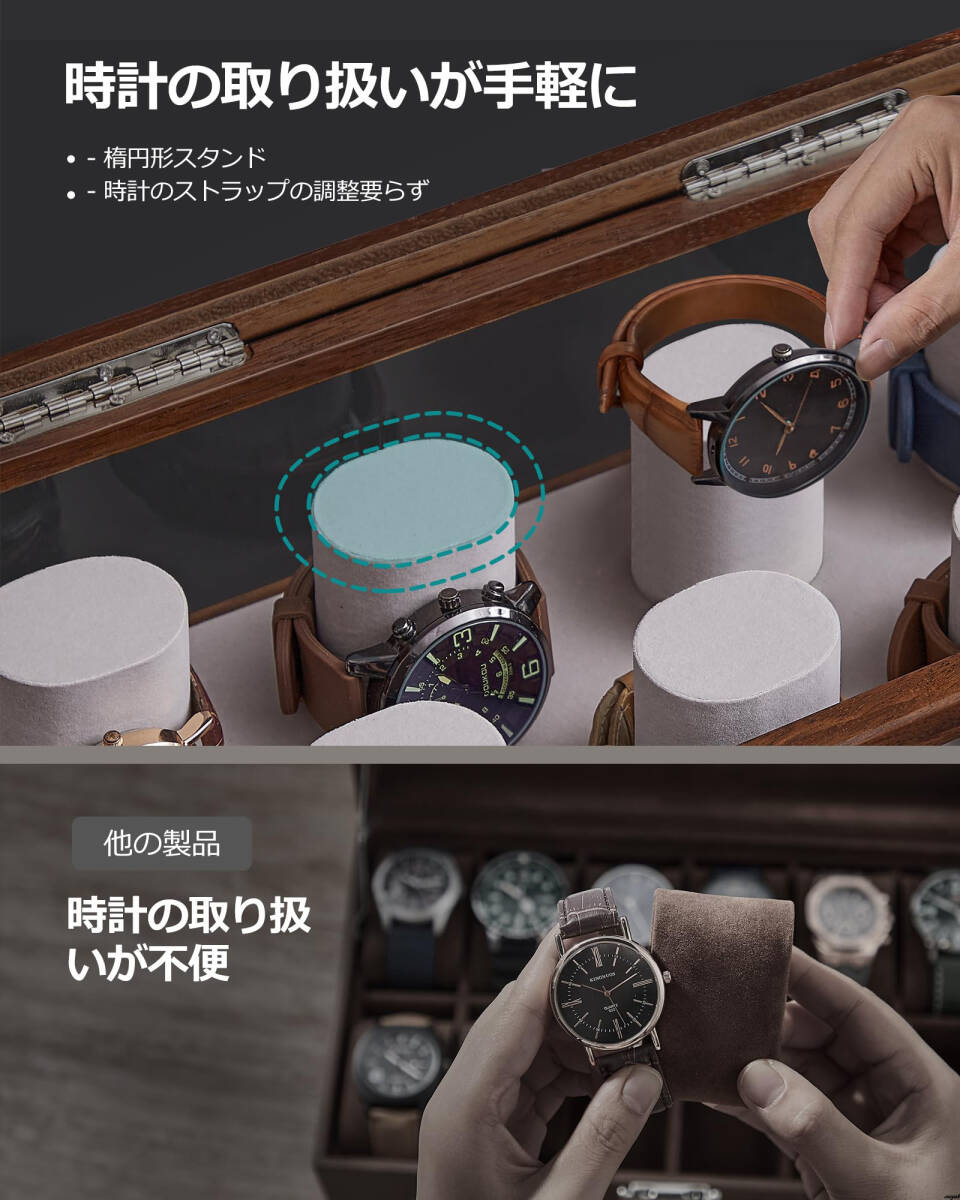 透明なアクリルの蓋と木製フレームがおしゃれな時計ケース 透明なアクリルの蓋と木製フレームがおしゃれな時計ケース