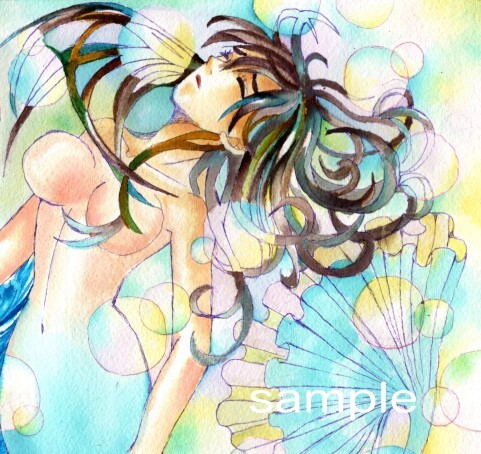手描きイラスト 人魚姫 オリジナルA4サイズ(手描きイラスト 手描きイラスト 人魚姫 オリジナルA4サイズ(手描きイラスト