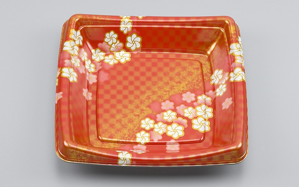 蓋付き】使い捨て寿司容器 SF華皿25(冬山) 本体・フタ 蓋付き】使い捨て寿司容器 SF華皿25(冬山) 本体・フタ