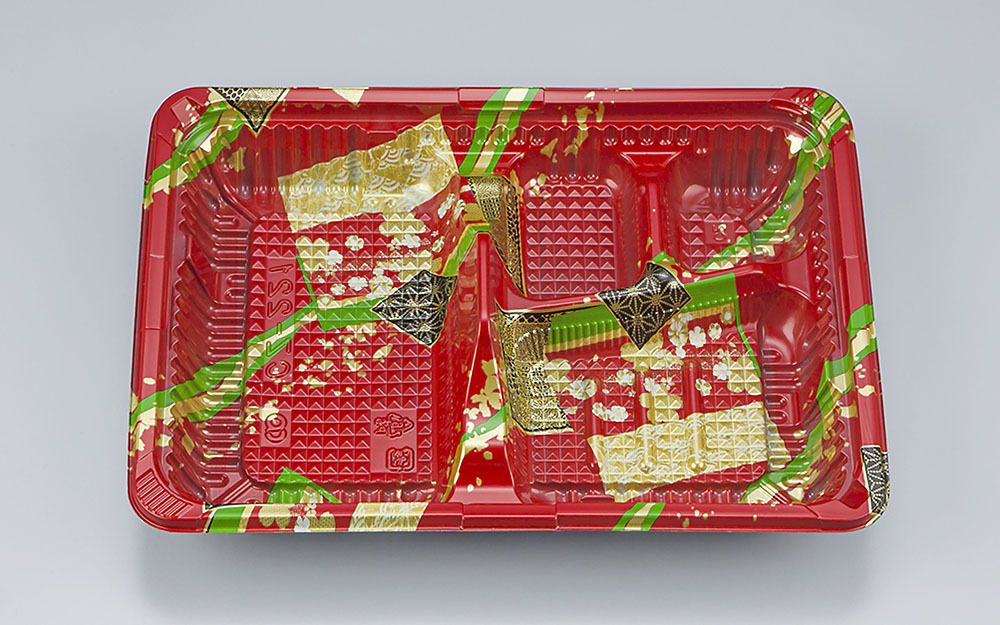 使い捨て弁当箱 CZ-221(彩帯赤)本体(N) 【600枚 使い捨て弁当箱 CZ-221(彩帯赤)本体(N) 【600枚