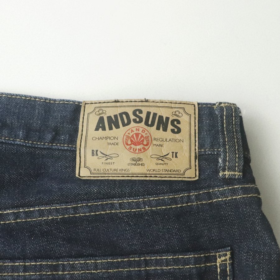  прекрасный товар ANDSUNS and солнечный zAS152201 Skull Star нашивка красный уголок cell bichi тонкий Denim брюки темно синий X(JP:XL степень )[ справочная цена Y20,680-]