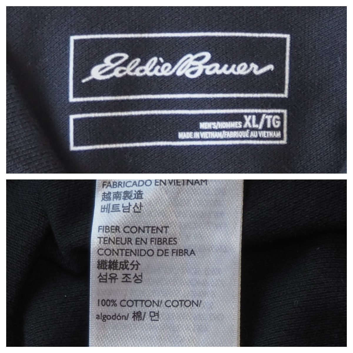 * бесплатная доставка * Eddie Bauer Eddie Bauer б/у одежда короткий рукав Logo рубашка-поло мужской XL черный tops б/у быстрое решение 